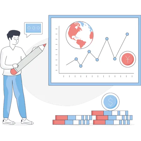 Un garçon fait l'économie mondiale  Illustration