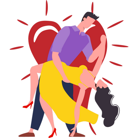 Garçon et fille dansant le jour de la Saint-Valentin  Illustration