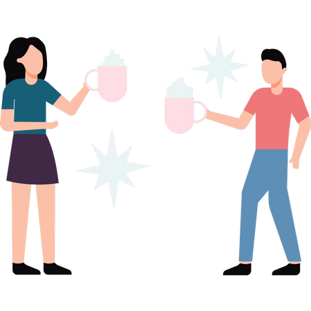 Garçon et fille, griller des smoothies  Illustration