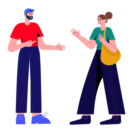 Garçon et fille parlant entre eux  Illustration