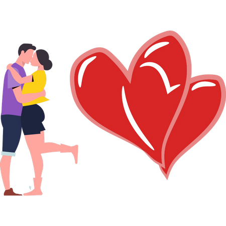 Garçon et fille s'embrassant  Illustration
