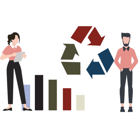 Garçon et fille travaillant sur la croissance de lentreprise  Illustration