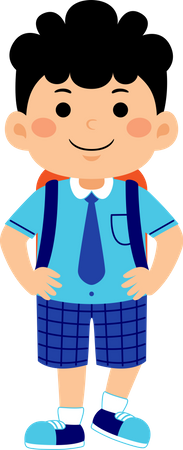 Garçon étudiant avec uniforme scolaire  Illustration