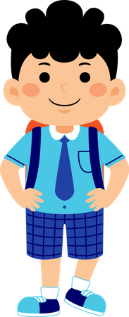 Garçon étudiant avec uniforme scolaire  Illustration