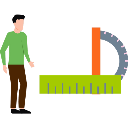 Le garçon étudie la géométrie  Illustration