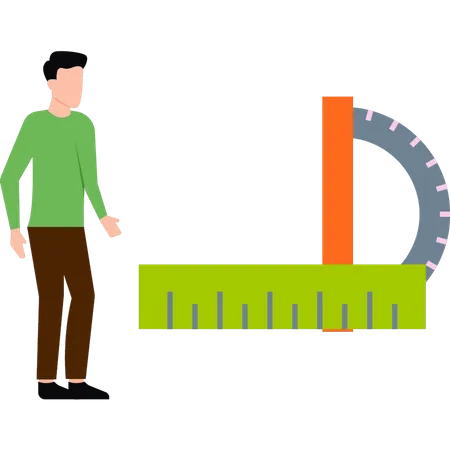 Le garçon étudie la géométrie  Illustration