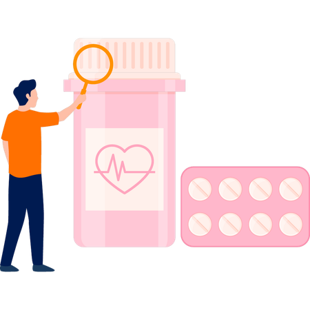 Garçon examinant le pot de médecine  Illustration