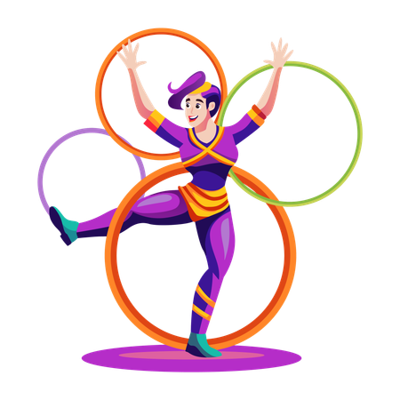 Garçon faisant du hula-hoop  Illustration