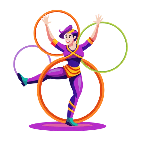 Garçon faisant du hula-hoop  Illustration