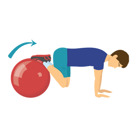 Garçon exerçant avec un ballon de gym  Illustration