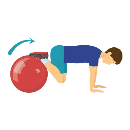 Garçon exerçant avec un ballon de gym  Illustration