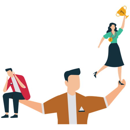 Un garçon confronté à l'anxiété due à la comparaison sociale  Illustration