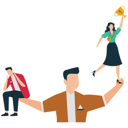 Un garçon confronté à l'anxiété due à la comparaison sociale  Illustration