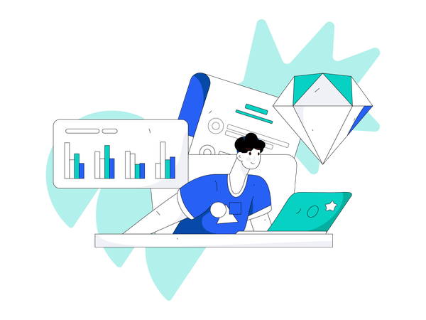 Garçon faisant une analyse commerciale  Illustration