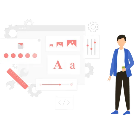 Garçon faisant du graphisme  Illustration