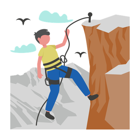 Garçon faisant de l'escalade sur neige  Illustration