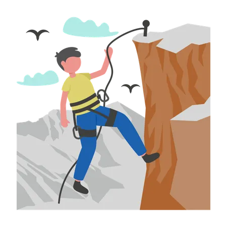 Garçon faisant de l'escalade sur neige  Illustration