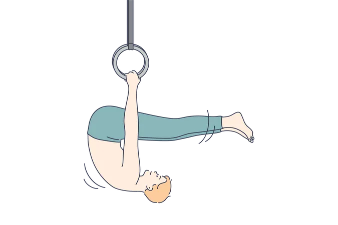 Garçon faisant de l'exercice avec un anneau de gymnastique  Illustration