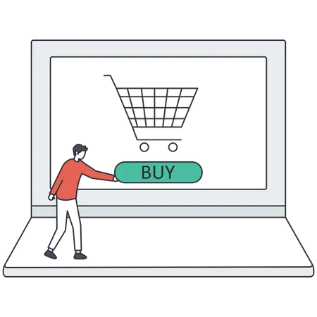 Garçon faisant des achats en ligne  Illustration