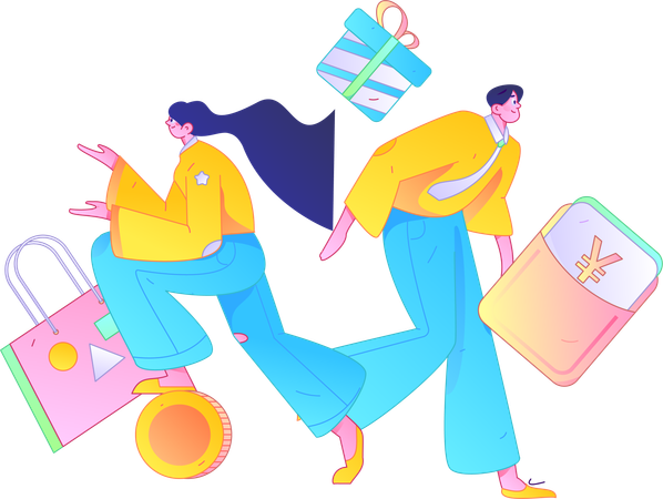 Garçon faisant des achats en ligne  Illustration