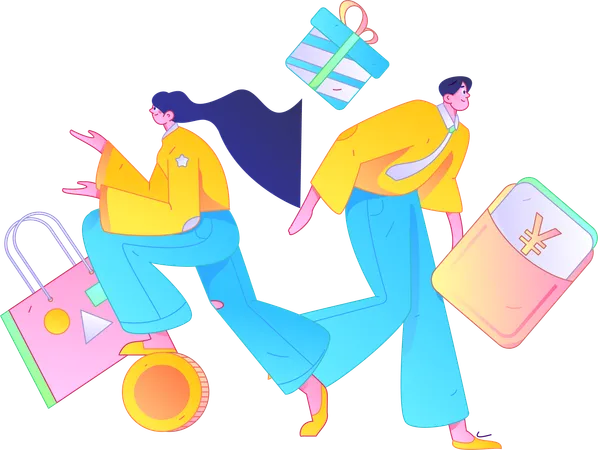 Garçon faisant des achats en ligne  Illustration