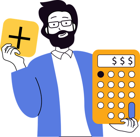 Garçon faisant des calculs mathématiques  Illustration