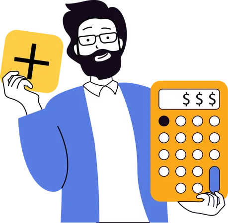 Garçon faisant des calculs mathématiques  Illustration