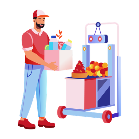Garçon faisant des courses intelligentes  Illustration