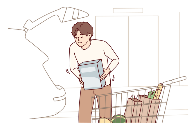 Garçon faisant les courses  Illustration