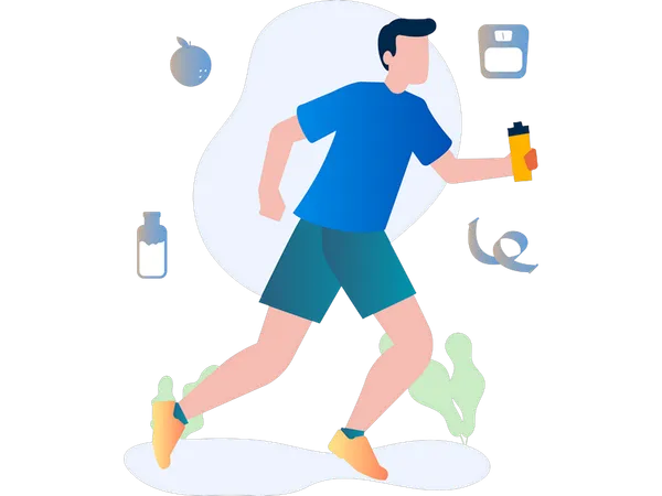 Garçon faisant des exercices cardio  Illustration