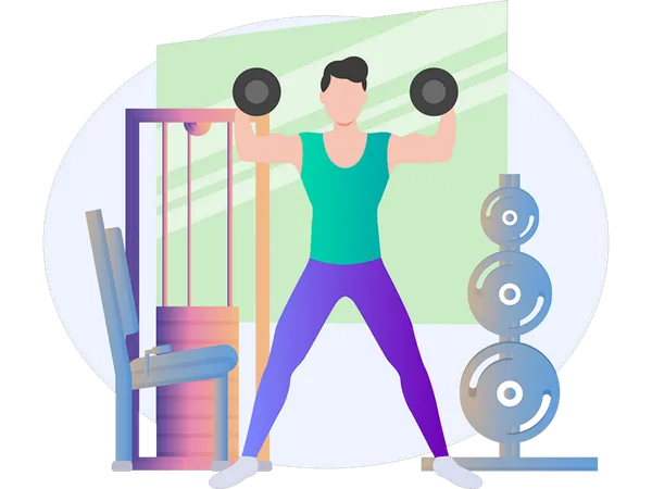 Garçon faisant des exercices de biceps  Illustration