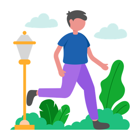 Garçon faisant du jogging matinal  Illustration