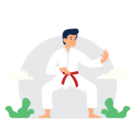 Garçon faisant du karaté  Illustration