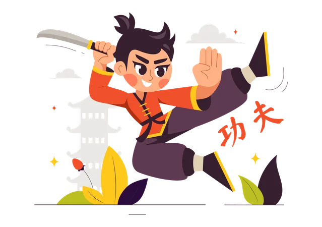 Garçon faisant du Kung Fu  Illustration