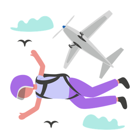 Garçon faisant du parachutisme  Illustration