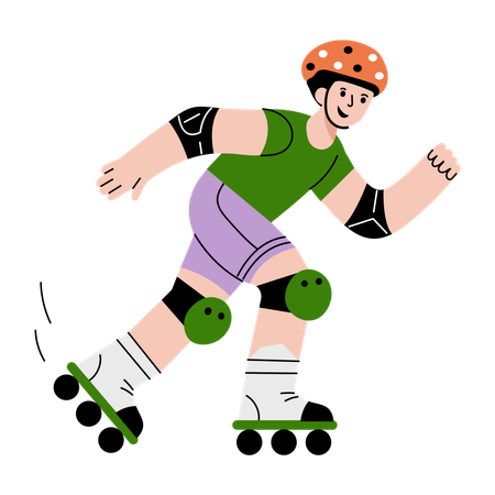 Garçon faisant du patin à roulettes  Illustration