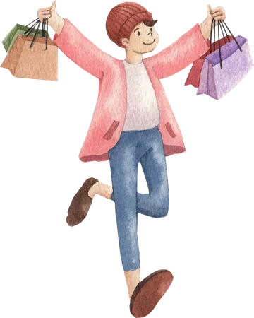 Garçon faisant du shopping  Illustration