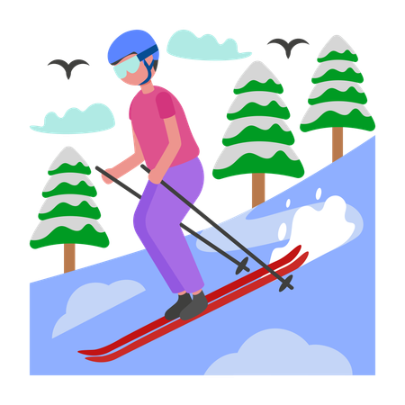 Garçon faisant du ski  Illustration