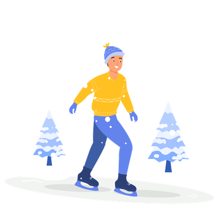 Garçon faisant du ski  Illustration
