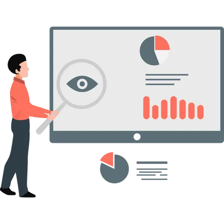 Garçon effectuant une surveillance SEO  Illustration