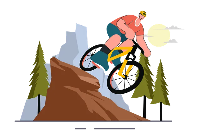 Garçon faisant du VTT  Illustration