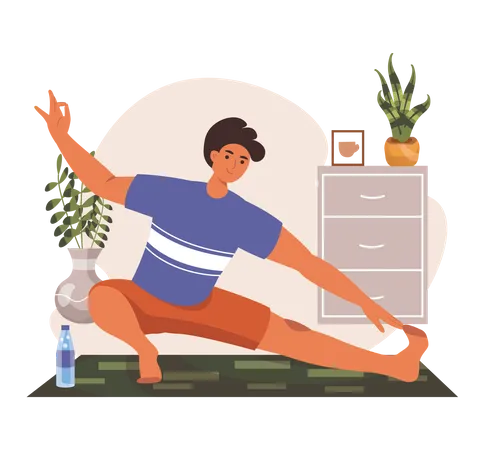 Garçon faisant du yoga  Illustration