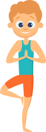 Garçon faisant du yoga  Illustration