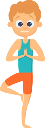 Garçon faisant du yoga  Illustration