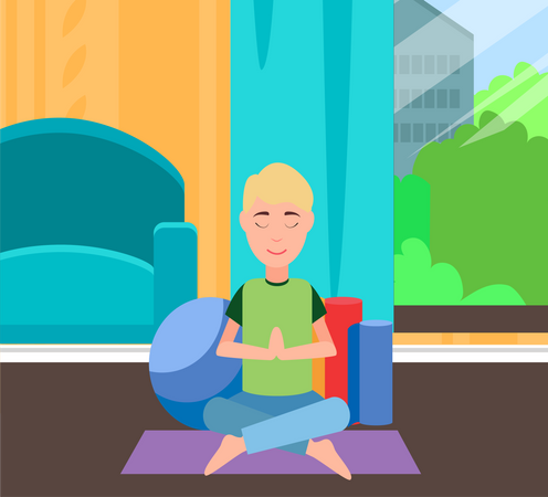 Garçon faisant du yoga  Illustration