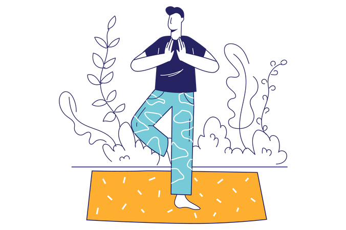 Garçon faisant du yoga  Illustration