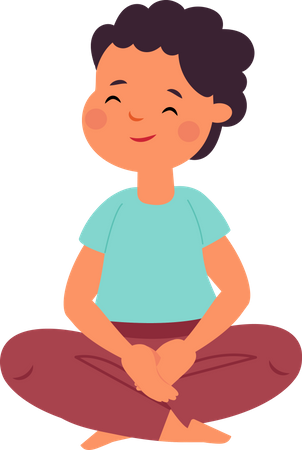 Garçon faisant du yoga  Illustration