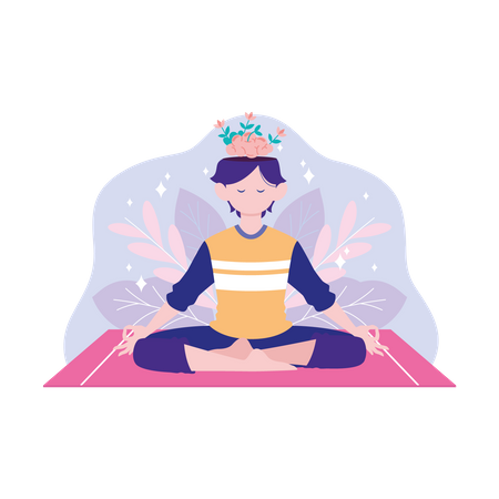 Garçon faisant du yoga  Illustration