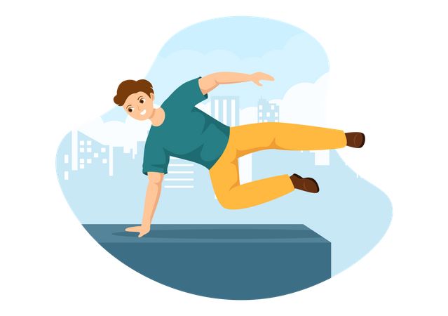 Garçon faisant du parkour  Illustration