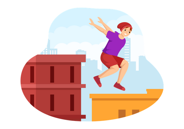 Garçon faisant du parkour  Illustration